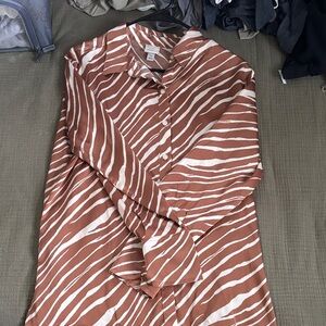 Target A New Day Brown and White Striped Shirt